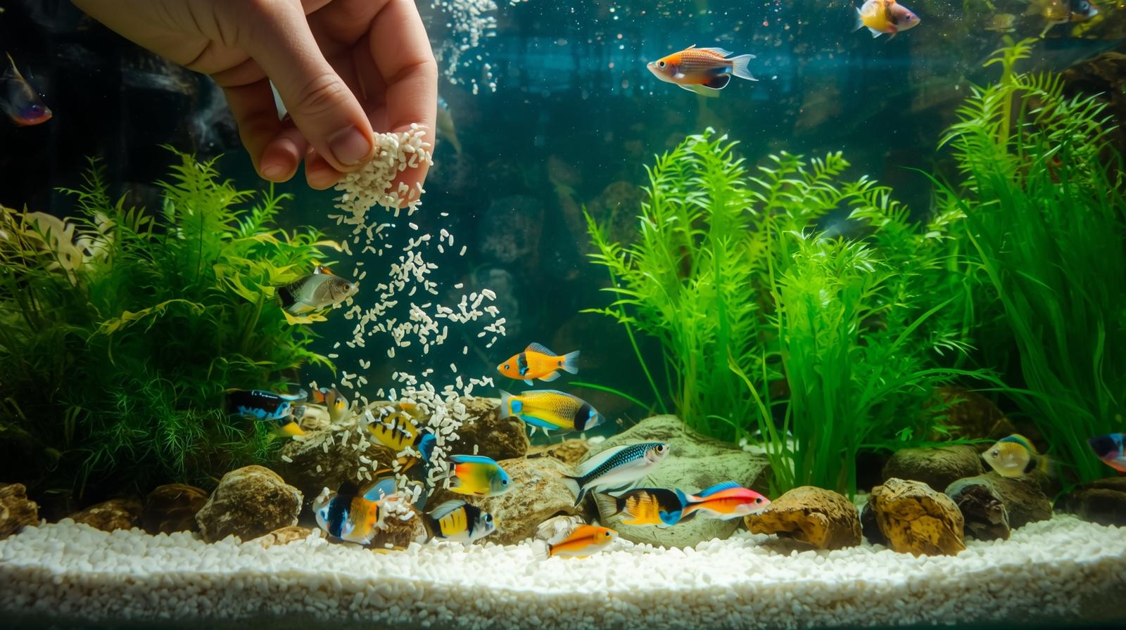 hrana pești acvariu colorat cu Guppy, Molly și Neon Tetra