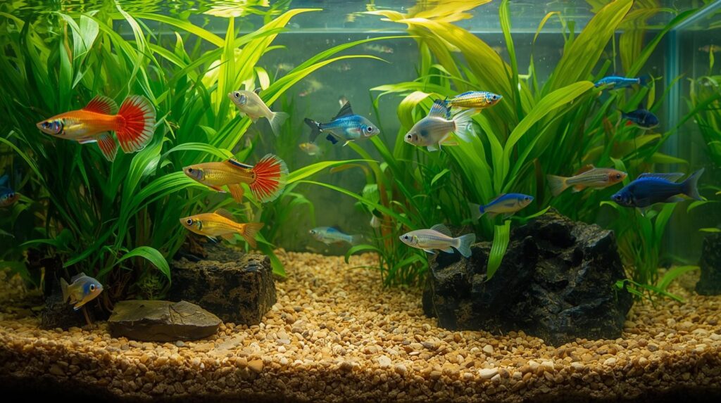 Pești exotici Guppy, Molly, Neon Tetra, Corydoras și Gourami