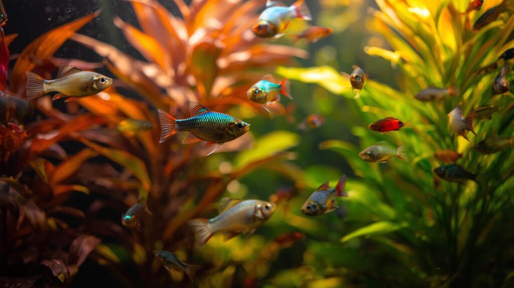 Pește exotic Gourami colorat într-un acvariu tropical