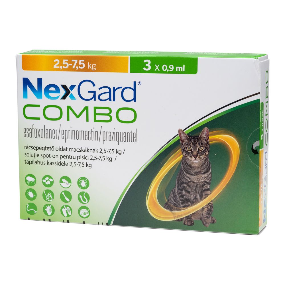 Nexgard combo pisica 2.5-7.5kg 3pip