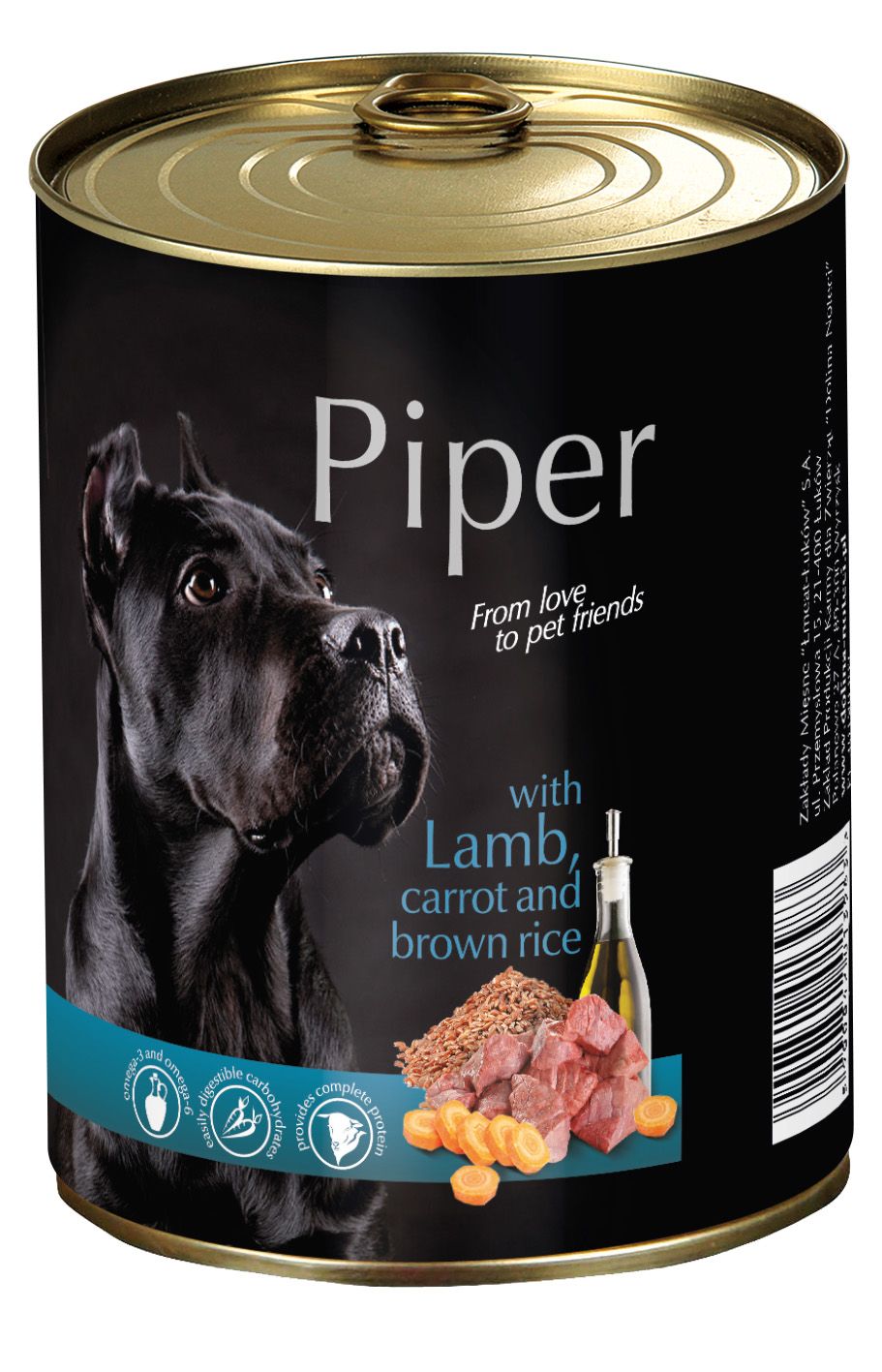 Hrana umeda Piper Adult, Miel, Morcovi si Orez brun, 800 g