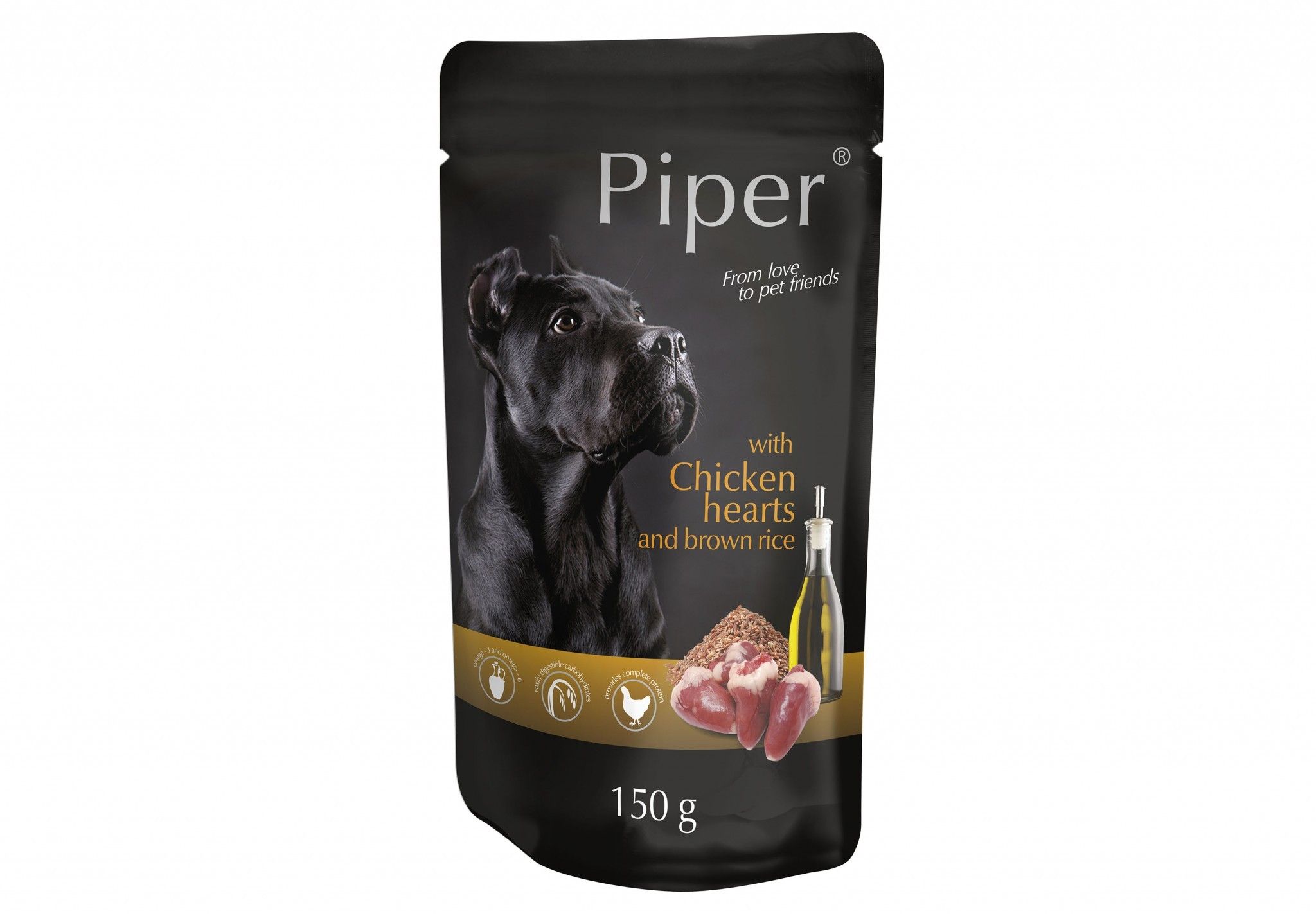 Hrana umeda Piper Adult, Inimi de pui si Orez brun, 150 g